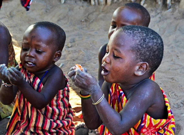 Masai Mara Kenya Africa Gennaio 2018 Bambini Africani Del Villaggio — Foto Stock