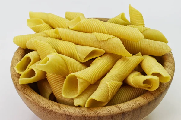 Maccheroni Pettine Wooden Background Raw Italian Pasta — Stock Photo, Image