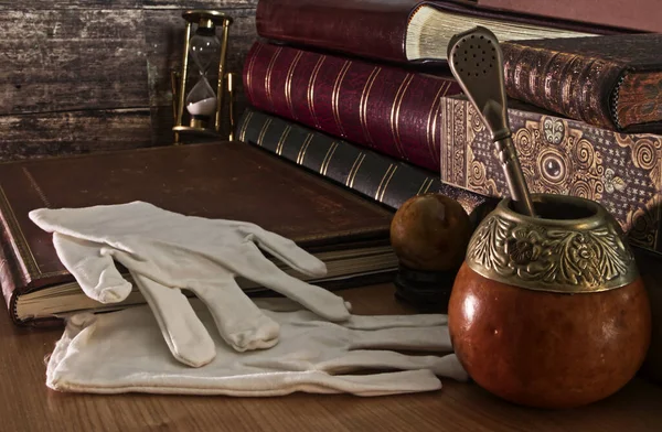 Bibliotheek Beschermende Handschoenen Voor Oude Boeken — Stockfoto