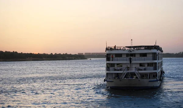 Côte Nil Egypte Croisière Sur Nil Coucher Soleil — Photo