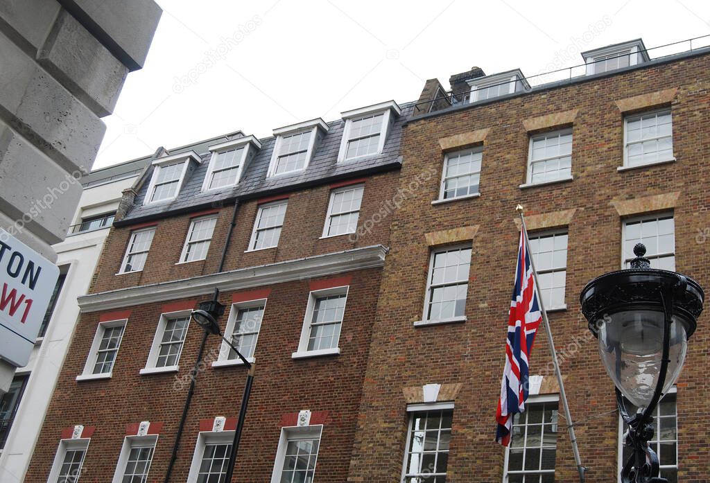 Savile Row street in London. The palace where the Beatles play the famous rooftop concert on January 30st, 1969