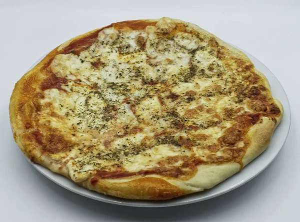 Pizza Italiana Caseira Fresca Margherita Apenas Forno — Fotografia de Stock