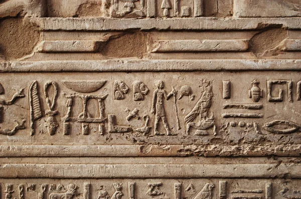Antike Hieroglyphen Und Reliefs Der Wand Eines Tempels Ägypten — Stockfoto