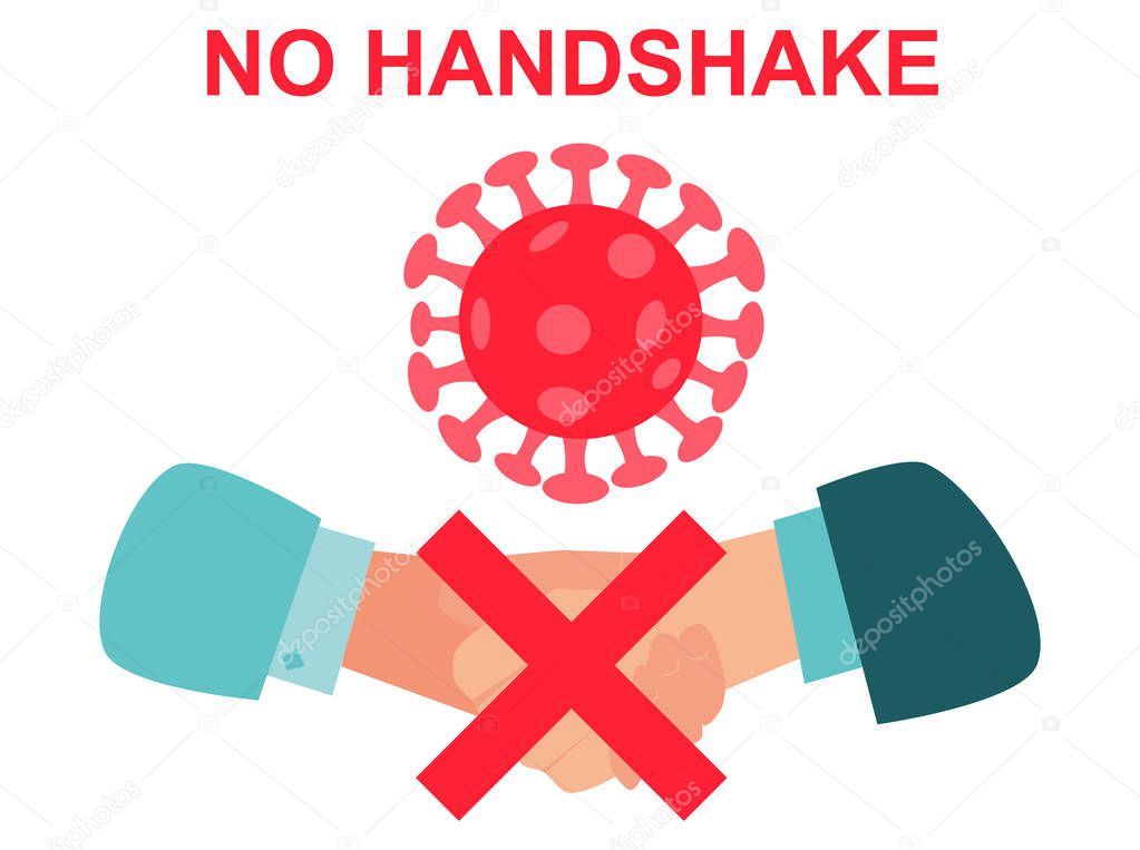 No handshake. Business hands Vector illustration. Covid-19. The most transmission of virus or bacteria from hand touch. Corona virus Concept health safety protection coronavirus epidemic 2019 nCoV. 