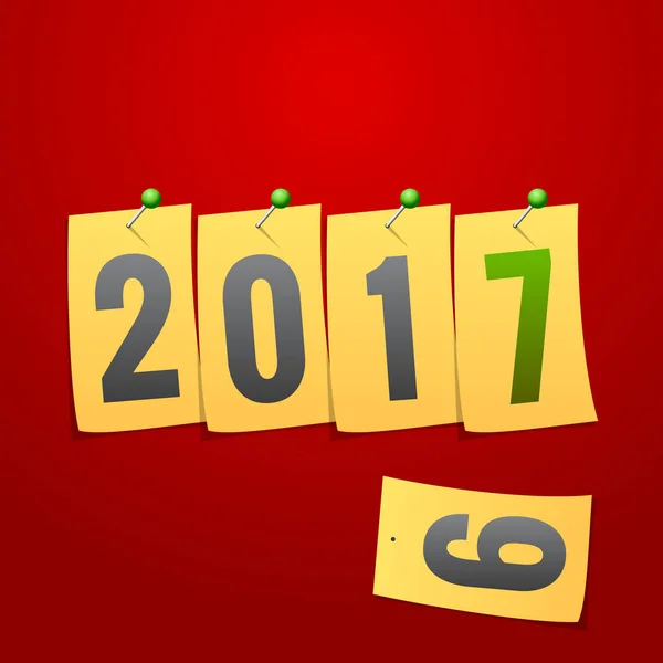 Frohes neues Jahr 2017. Glückwunschkarte. gelbes Notenpapier-Konzept. v — Stockvektor