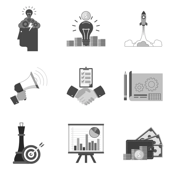 Conjunto de iconos de negocio y símbolos en estilo plano de moda aislado — Vector de stock