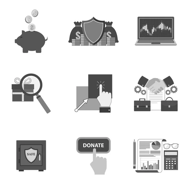 Set of business icons and symbols in trendy flat style isolated — Stock Vector