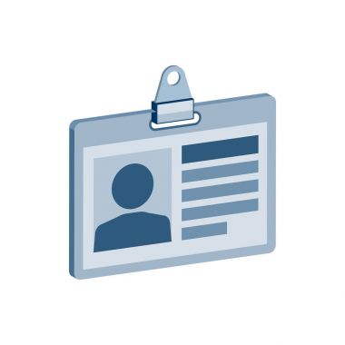 Kimlik kartı sembolü. Düz izometrik simgesini veya Logo. 3D stil piktogram 