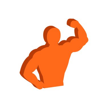 Kas vücut, vücut geliştirme, Fitness sembolü. Düz izometrik simgesini o