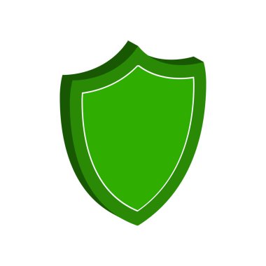 Kalkan, koruma sembol. Düz izometrik simgesini veya Logo. 3D stili