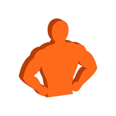 Kas vücut, vücut geliştirme, Fitness sembolü. Düz izometrik simgesini o