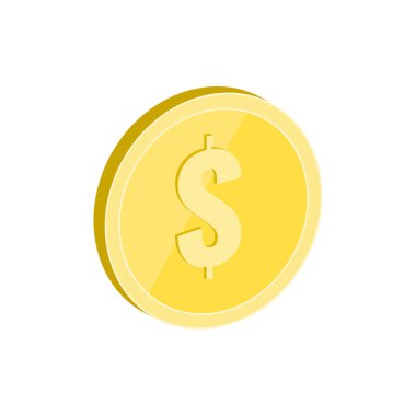 Altın sikke simge. Düz izometrik simgesini veya Logo. 3D stil Pictogra