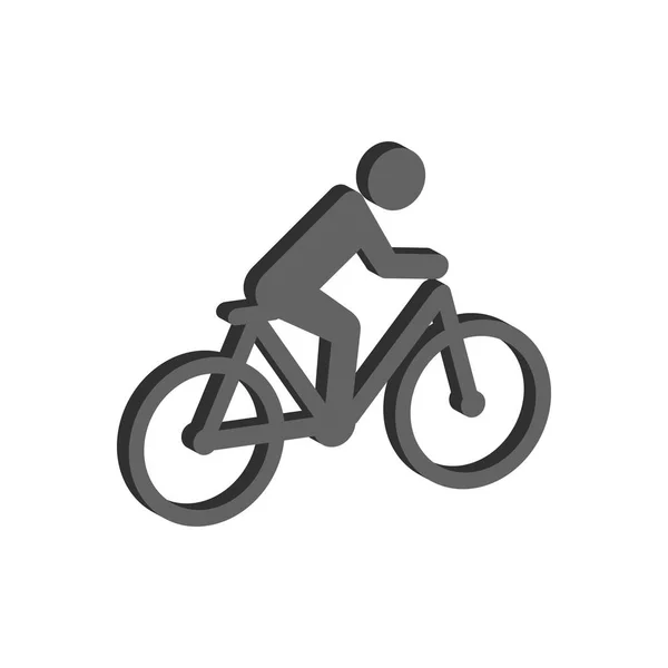 Radfahrer-Symbol. flaches isometrisches Symbol oder Logo. Piktogramm im 3D-Stil — Stockvektor