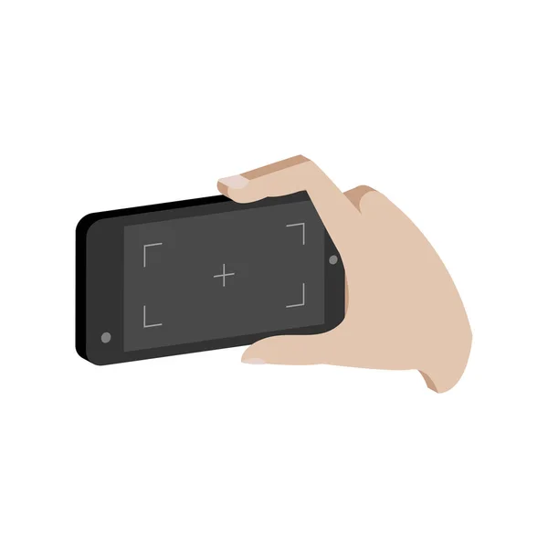 Tirar foto no símbolo do smartphone. Ícone isométrico plano ou logotipo . — Vetor de Stock