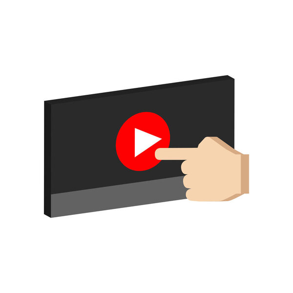 Play video concept symbol. Flat Isometric Icon or Logo. 3D Style