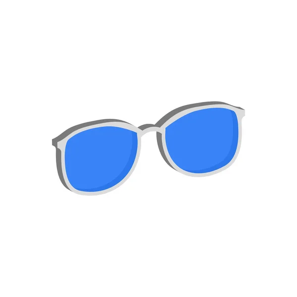 青のメガネ、眼鏡のシンボル。フラット等尺性のアイコンやロゴ。3 d — ストックベクタ