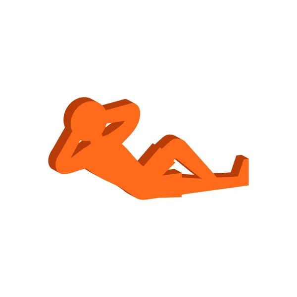 Símbolo del hombre descansando. Icono o logotipo isométrico plano. Pictog estilo 3D — Vector de stock