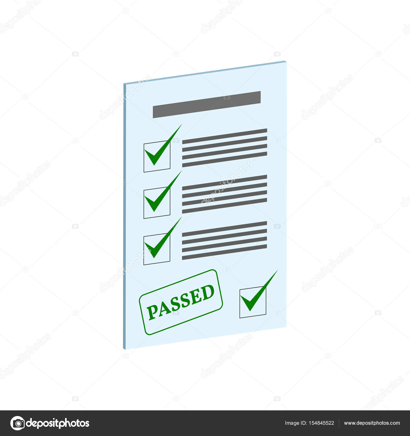 symbol. or Pass Icon ... Exam Flat 3D Logo. Isometric Style