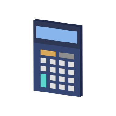 Hesap makinesi simge. Düz izometrik simgesini veya Logo. 3D stil Pictogr