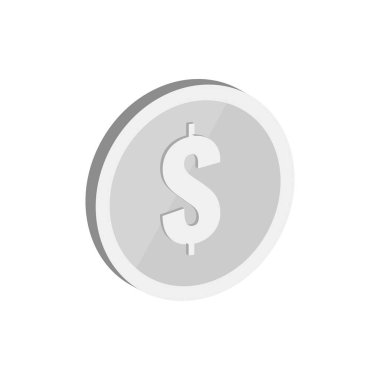 Gümüş sikke simge. Düz izometrik simgesini veya Logo. 3D stil Pictog