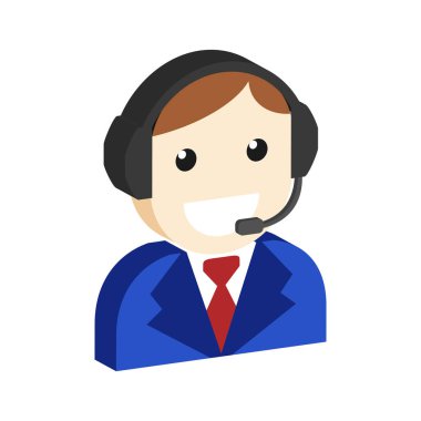 Operatör avatar, müşteri destek sembolü. Düz izometrik simgesini veya