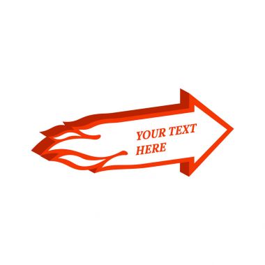 Alevli ok sembolü. Düz izometrik simgesini veya Logo. 3D stil PICT