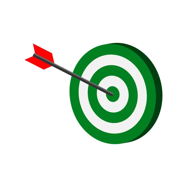 Pfeil auf das Zielsymbol. flaches isometrisches Symbol oder Logo. 3D-Druck — Stockvektor