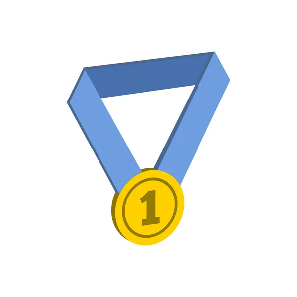 Золотая медаль. Плоская изометрическая икона или логотип. 3D Style Pictogr — стоковый вектор