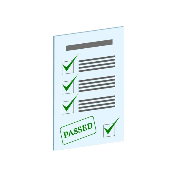 Símbolo Exam Pass. Ícone Isométrico Plano ou Logotipo. Estilo 3D Pictogra —  Vetores de Stock