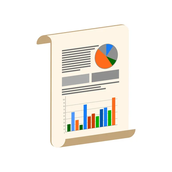 Infographic on paper sheet symbol. Flat Isometric Icon or Logo. — Stock Vector