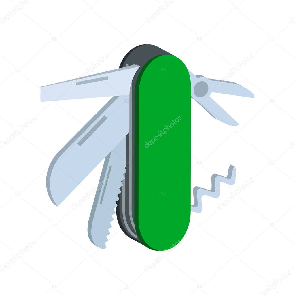 Multi tool symbol. Flat Isometric Icon or Logo. 3D Style Pictogr
