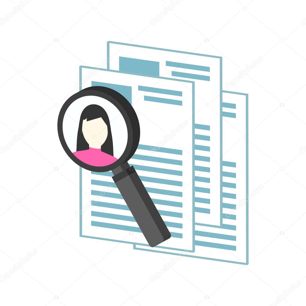 HR management, Recruitment Candidate symbol. Flat Isometric Icon or Logo. 3D Style Pictogram for Web Design, UI, Mobile App, Infographic. Vector Illustration on white background.