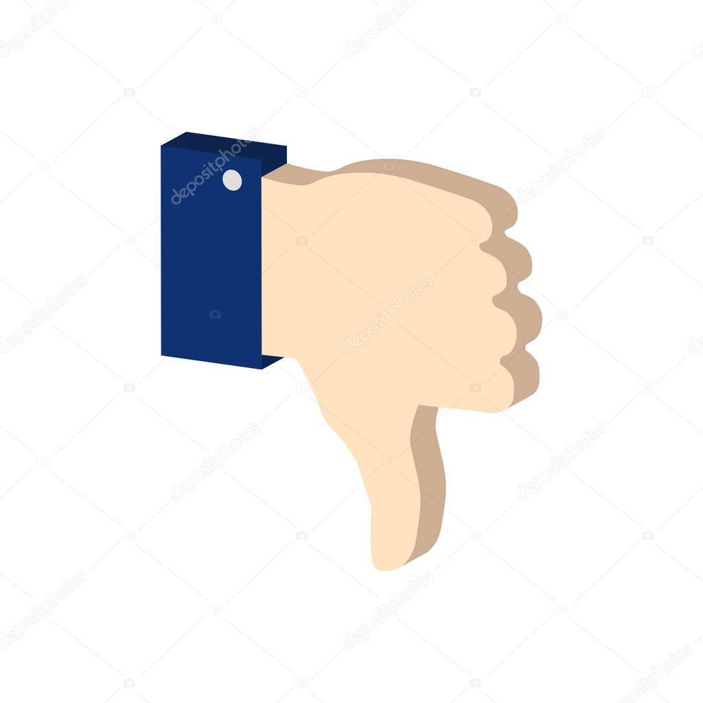 Thumb down symbol. Flat Isometric Icon or Logo. 3D Style Pictogr