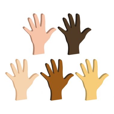 Farklı renk eller, eller eller simgesini, başka. Düz izometrik ŞA