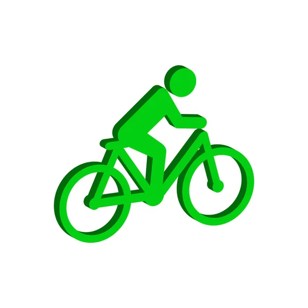骑自行车的人的象征。平等距的图标或标志。3d 风格象形图 — 图库矢量图片
