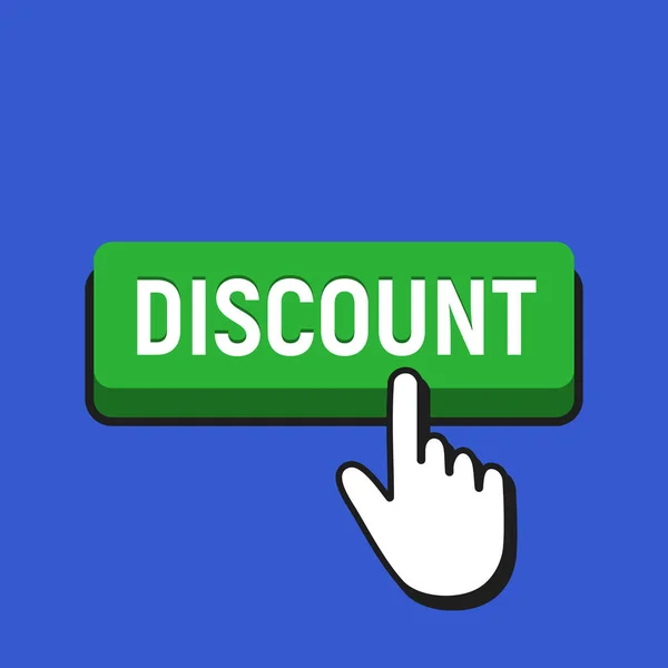 Hand Mouse Cursor Clicks the Discount Button. — Stock Vector