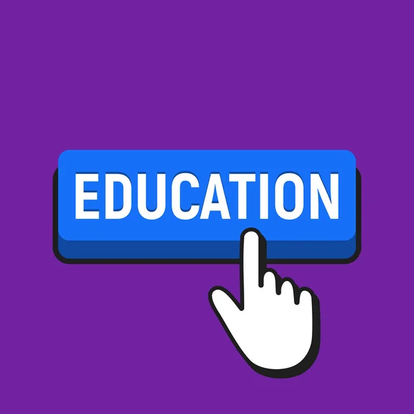 Mão Mouse Cursor Clicks the Education Button. Ponteiro Push Pres —  Vetores de Stock