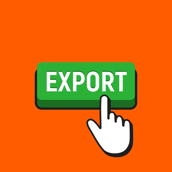 Mão mouse cursor clica o botão de exportação . — Vetor de Stock