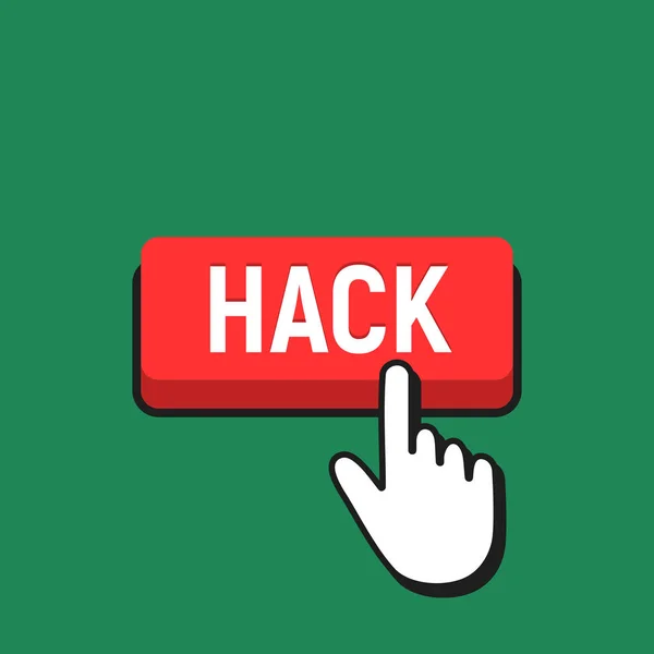 Kézzel egér kurzor a Hack gombra kattint. — Stock Vector