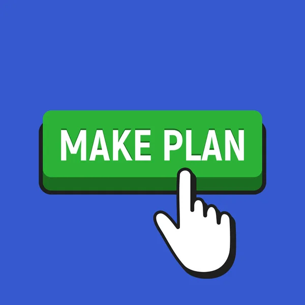 Mano mouse cursore fa clic sul pulsante Make Plan . — Vettoriale Stock