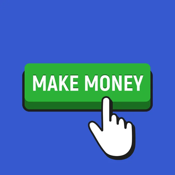 Mão Mouse Cursor Clicks the Make Money Button . —  Vetores de Stock