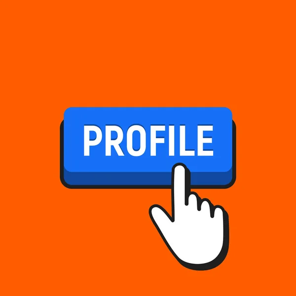Souris main curseur clique sur le bouton Profil . — Image vectorielle