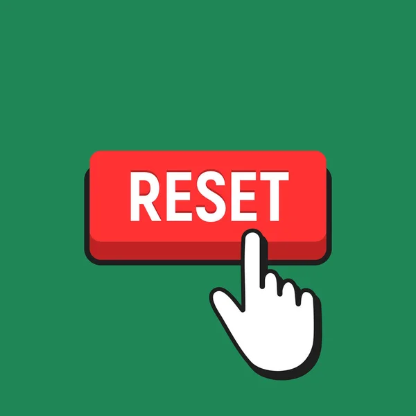 Kurzor myši ruky klepne na tlačítko Reset. — Stockový vektor