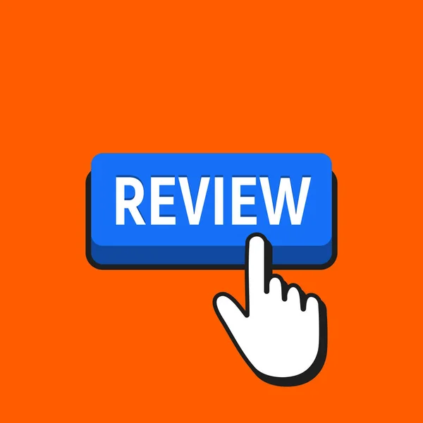 Hand-Mauszeiger klickt auf die Review-Taste. — Stockvektor