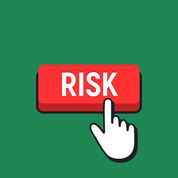 Hand Mouse Cursor Clicks the Risk Button. — Stock Vector