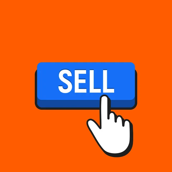 Mão mouse cursor clica o botão de venda . — Vetor de Stock