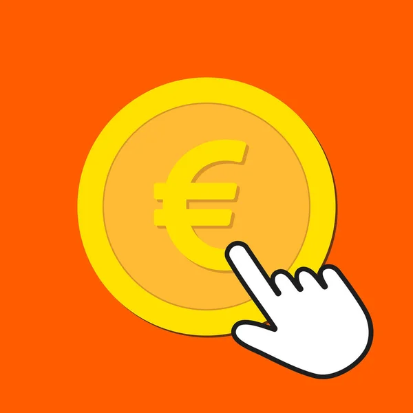 Euro icône de la monnaie. Échange, achat concept de devise. Main Mous — Image vectorielle