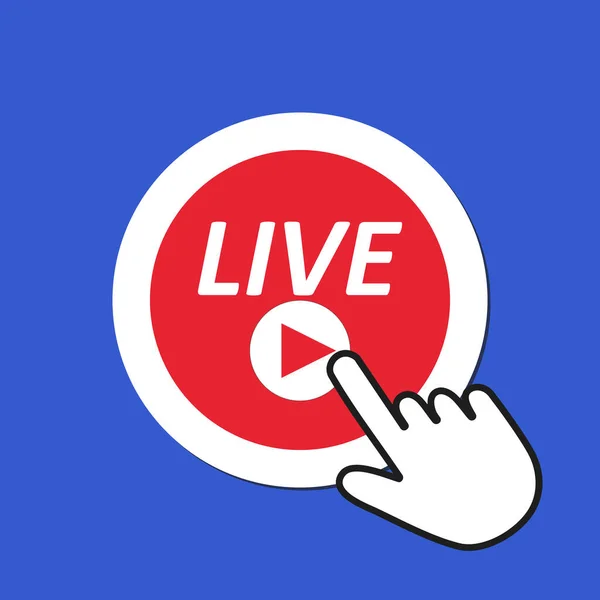 Live start icon. Online streaming concept. Hand Mouse Cursor Cli — Stock Vector