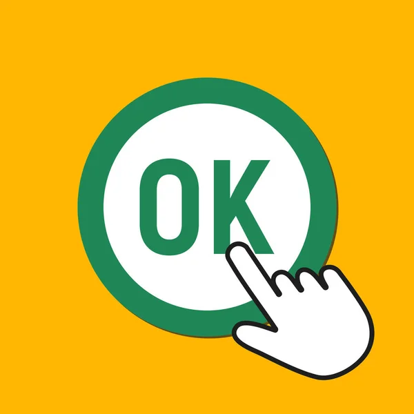 Ok icon. Accept, approve concept. Hand Mouse Cursor Clicks the B — Stock Vector