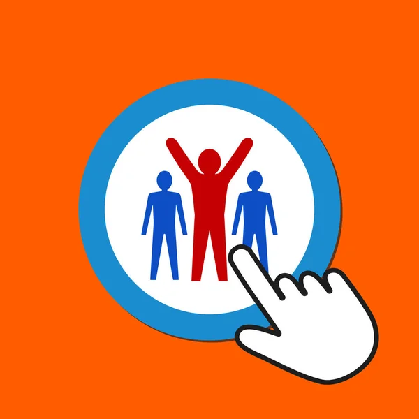 Three male figures icon. Team, leadership concept. Hand Mouse Cu — Stock vektor